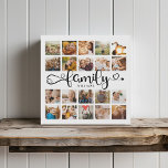 Modern Family Script 20 Photo Collage Chic Stylish Imitatie Canvas Print<br><div class="desc">De moderne de kleurendruk van de douanefoto met ruimte voor 20 foto's rond een trendy draai manuscript dat FAMILIE en uw douanenaam hieronder leest.</div>