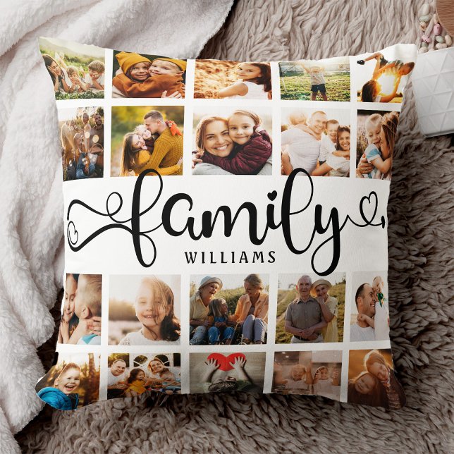 Modern Family Script 20 Photo Collage Chic Stylish Kussen (Creator heeft geüpload)