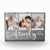 Modern Family Script Collage Linen 3 Foto Block (Voorkant)