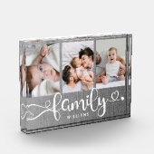 Modern Family Script Collage Linen 3 Foto Block (Links)