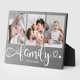 Modern Family Script Collage Linen 3 Foto Block Fotoplaat