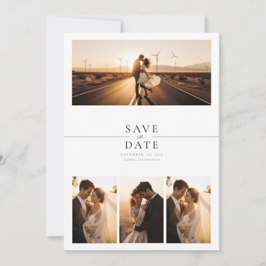 Modern Fancy 8 foto collage bruiloft Save the date Kaart (Voorkant)