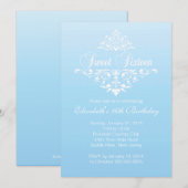 Modern Fancy Blue Sweet Sixteen Verjaardagsfeest Kaart (Voorkant / Achterkant)