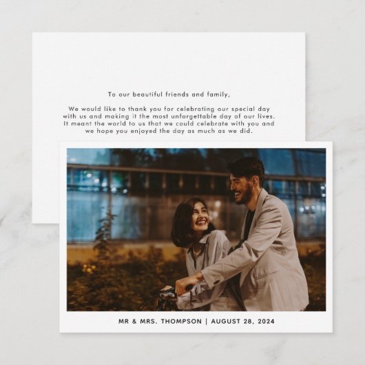 Modern Fancy fotohuwelijk Bedankkaart (Voorkant / Achterkant)