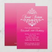 Modern Fancy Hot Pink Sweet Sixteen Verjaardagsfee Kaart (Voorkant / Achterkant)