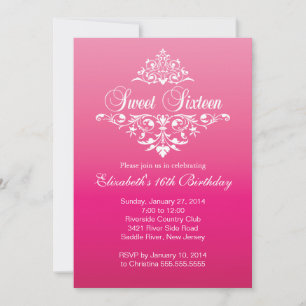 Modern Fancy Hot Pink Sweet Sixteen Verjaardagsfee Kaart
