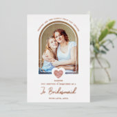 Modern Fancy Jr Bridesmaid Pink Heart Photo Folie Uitnodiging (Staand Voorkant)