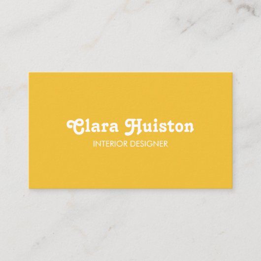 Modern Fancy Mustard Yellow Script White Visitekaartje (Voorkant)