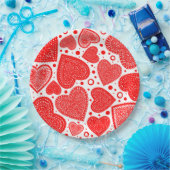Modern Fancy Red Graphic Hearts Pattern Papieren Bordje (Feest)