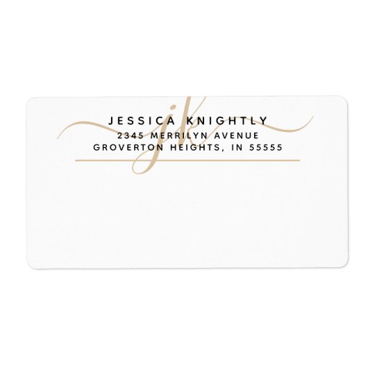 Modern Fancy Script Gold Monogram Initialen Etiket (Voorkant)