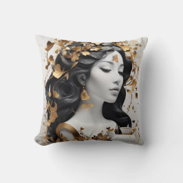 Modern Fantasy Art in Black and Gold  Kussen