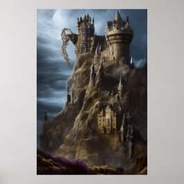 Modern Fantasy Scottish castle Mountains Poster