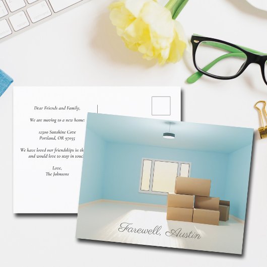 Modern Farewell Change of Address New Home Room Briefkaart