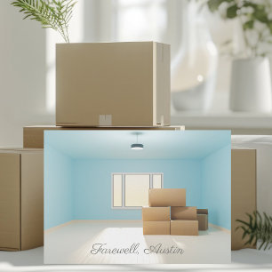 Modern Farewell City New Home Address Room Moving Aankondiging