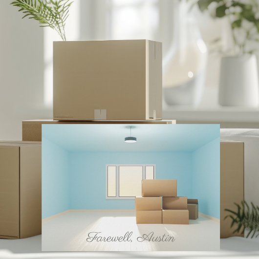 Modern Farewell City New Home Address Room Moving Aankondiging