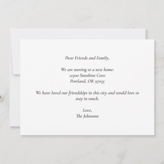 Modern Farewell City New Home Address Room Moving Aankondiging (Achterkant)