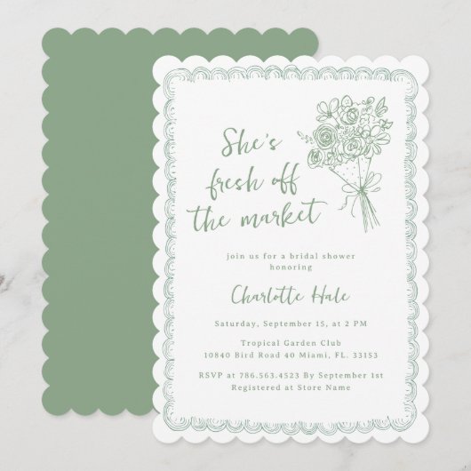Modern Farmers Fresh off the Market Bridal Shower Kaart (Voorkant / Achterkant)