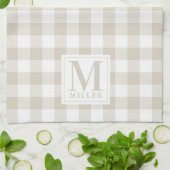 Modern Farmhouse Beige Buffalo Check Monogram Theedoek (Gevouwen)