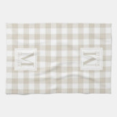 Modern Farmhouse Beige Buffalo Check Monogram Theedoek (Horizontaal)