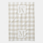 Modern Farmhouse Beige Buffalo Check Monogram Theedoek (Verticaal)