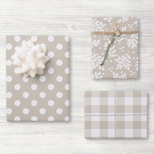 Modern Farmhouse Beige Holiday Gift Inpakpapier Vel