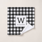 Modern Farmhouse Black Buffalo Pset Monogramed Bad Handdoek (Wasdoekje)
