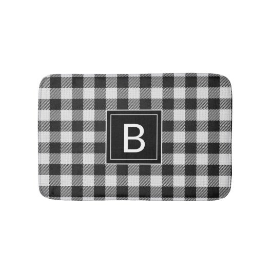 Modern Farmhouse Black Buffalo Pset Monogramed Badmat (Voorkant)