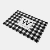 Modern Farmhouse Black Buffalo Pset Monogramed Deurmat (Schuin)