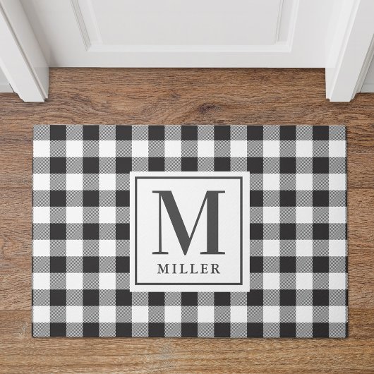 Modern Farmhouse Black Buffalo Pset Monogramed Deurmat