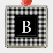 Modern Farmhouse Black Buffalo Pset Monogramed Metalen Ornament (Voorkant)