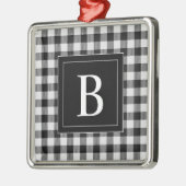 Modern Farmhouse Black Buffalo Pset Monogramed Metalen Ornament (Links)