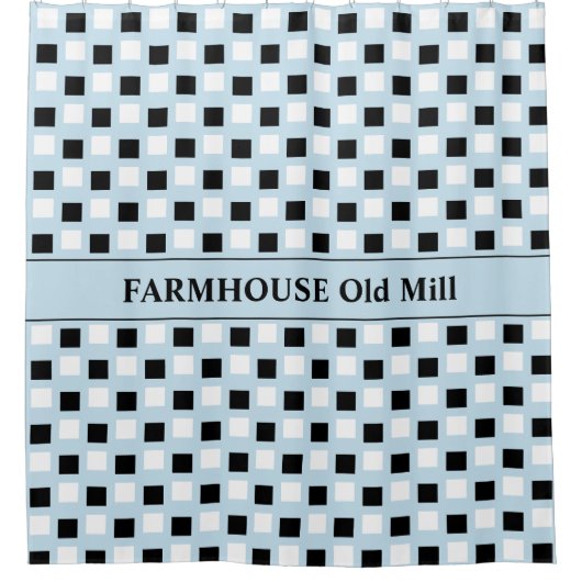 Modern Farmhouse Blue Black Shower Curtain Douchegordijn (Voorkant)