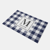 Modern Farmhouse Blue Buffalo Check Monogram Deurmat (Schuin)