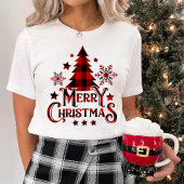 Modern Farmhouse Buffalo Pset Merry kerst T-shirt