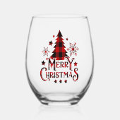 Modern Farmhouse Buffalo Pset Merry kerst Wijnglas Zonder Voet (Voorkant)