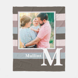 Modern Farmhouse Familienaam Foto Monogram Fleece Deken