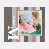Modern Farmhouse Familienaam Foto Monogram Fleece Deken (Voorkant (Horizontaal))