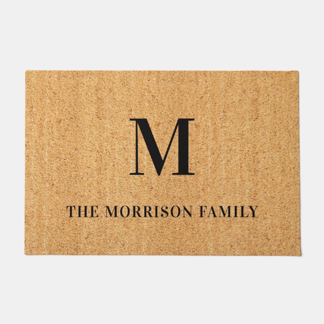 Modern Farmhouse Family Monogram Doormat Deurmat (Voorkant)