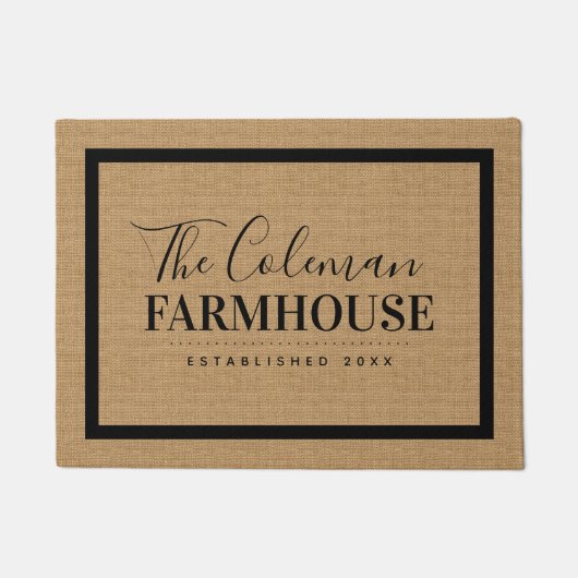 Modern Farmhouse Family Monogram Doormat Deurmat (Voorkant)