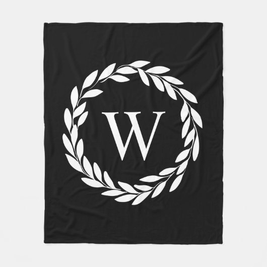 Modern Farmhouse Floral Chic Monogrammed Fleece Deken (Voorkant)