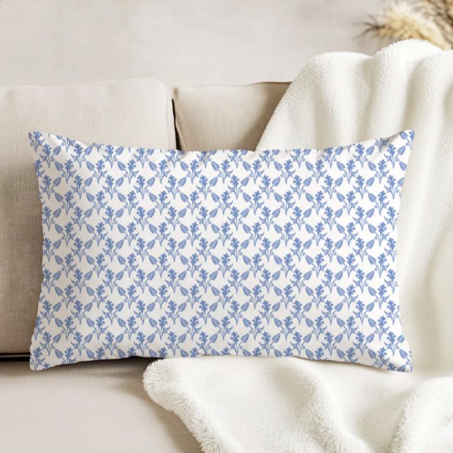 Modern Farmhouse Floral Pattern Cornflower Blue Accent Kussen (Creator heeft geüpload)