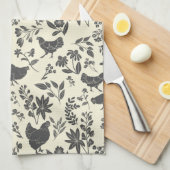 Modern Farmhouse Folk Art Chickens & Botanicals Theedoek (Quarter Fold)