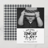 Modern Farmhouse| Foto van Black Gingham met kerst Briefkaart (Voorkant / Achterkant)