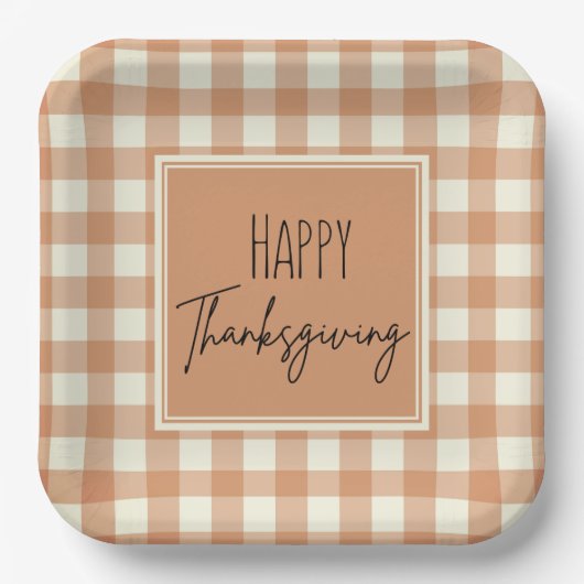 Modern Farmhouse Happy Thanksgiving Sinaasappel Ps Papieren Bordje (Voorkant)