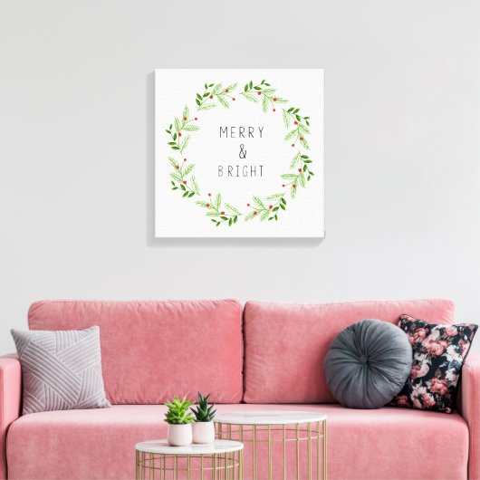 MODERN FARMHOUSE HOLIDAY GREENS AND BERRIES CANVAS AFDRUK (Insitu (Woonkamer))