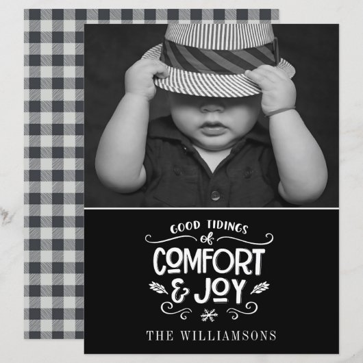 Modern Farmhouse | Kaart voor kerstmis met fotobud (Voorkant / Achterkant)