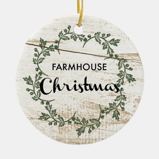 Modern Farmhouse kerstmis Rustic Wood Keramisch Ornament (Voorkant)