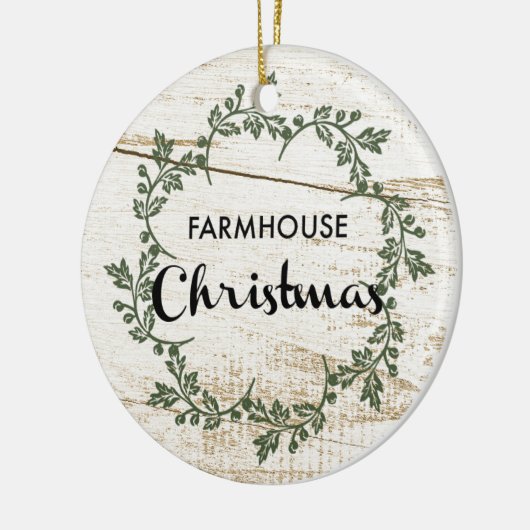 Modern Farmhouse kerstmis Rustic Wood Keramisch Ornament (Links)