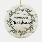 Modern Farmhouse kerstmis Rustic Wood Keramisch Ornament (Achterkant)
