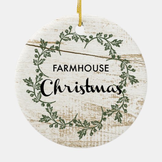 Modern Farmhouse kerstmis Rustic Wood Keramisch Ornament (Achterkant)
